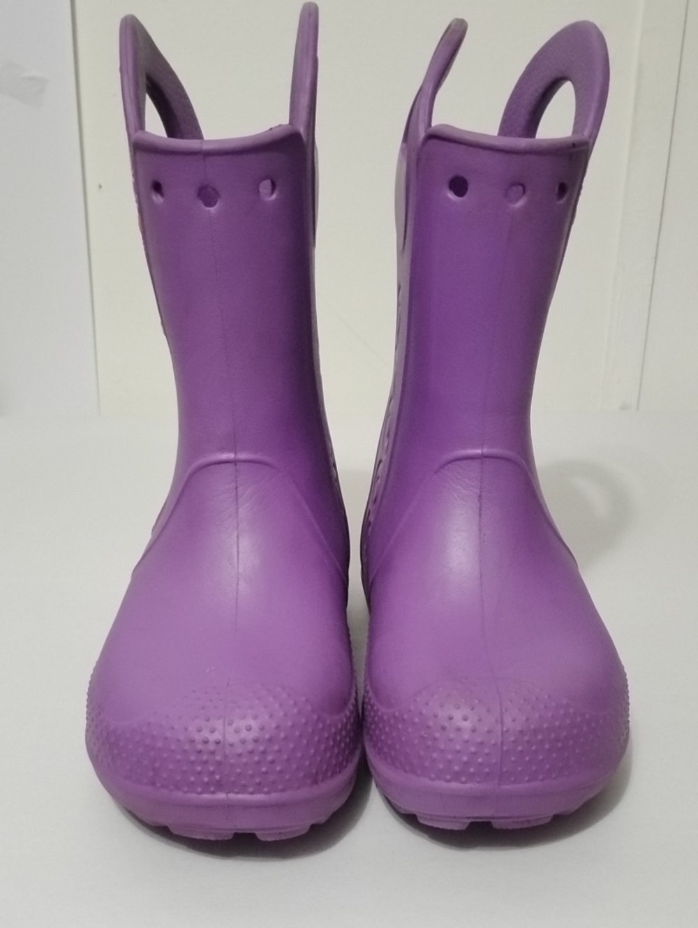 CROCS "Handle It Rain" Juniors Kids Purple Waterproof Pull-On Rain Boots